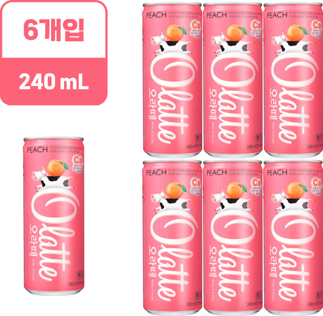 오라떼 피치, 6개, 240ml