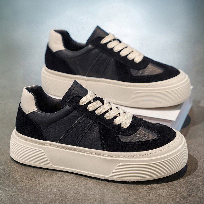 POMTOR 남성 편안한 밴딩 슬립온 스니커즈