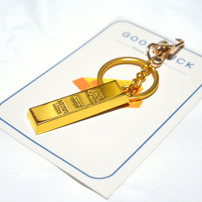 행운 금괴 복권 스크래퍼 키링 황금 골드바 재물 금전운 아이템 열쇠고리, 골드, 1개