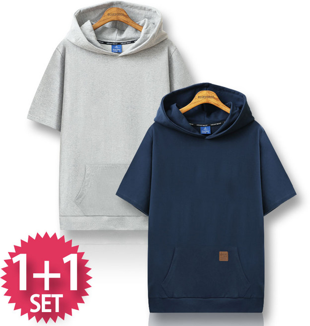 블루포스 티벤블 반팔 후드티 [2장 묶음] 반팔티 남자 운동복 빅사이즈 남성 트레이닝복