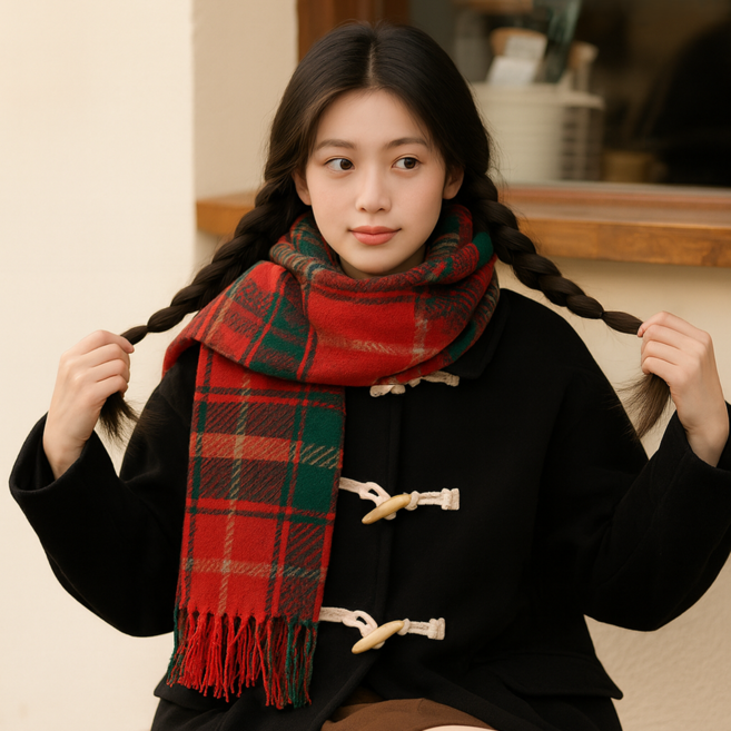 엘로웬 클래식 체크 머플러 목도리