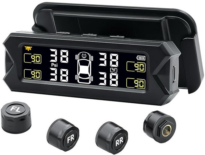 타이어 압력 모니터링 시스템 TPMS【2026 업그레이드】태양열 충전 모니터 4개의 외부 센서 및 윈도우 실드에 설치 실시간 표시 자동차 세단 RV SUV용 TPMS 32, 타이어 압력 모니터링 시스템 TPMS【2026 업그레이