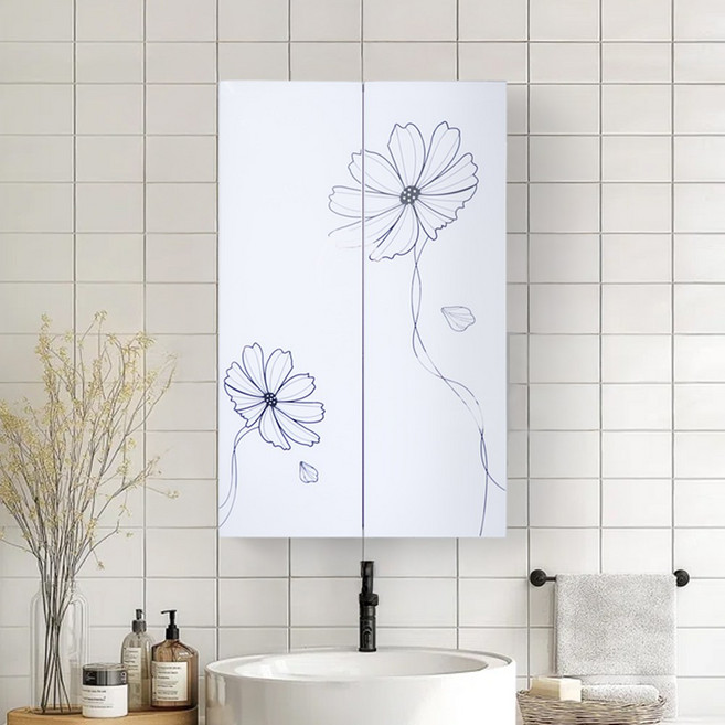 코스모스 화장실 수납장 국산 욕실장 욕실 수건장 500x800, 강화플라스틱 욕실수납장