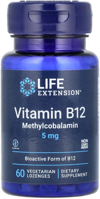 효과가좋습니다 Life Extension 비타민B12 메틸코발라민 5mg 채식주의자용 사탕 정제 60개 고급영양제, LifeExtension비타민B12메틸코발라민5mg채식, 1개, 60정 - 쿠팡