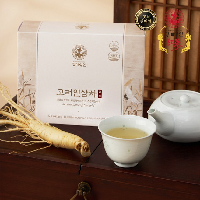 강개상인 고려인삼차 골드(3g x 50포) 6년근 백삼 기분 좋은 하루 한 잔, 1개, 3g