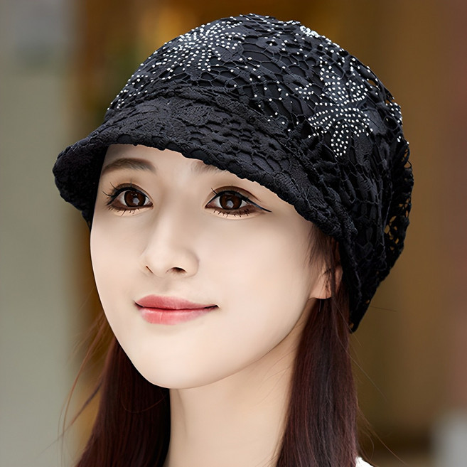 데이즈원 여성 비니모자 여자 레이스 중년 여성 수면 항암 모자 두건