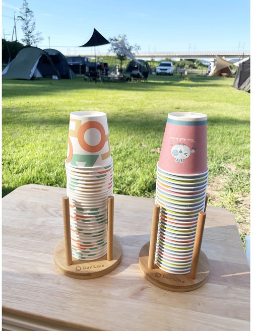 데이라이크 우드 종이컵 디스펜서 홀더 거치대 대나무 캠핑 사무실 학원 정리 (파우치 포함), 1개
