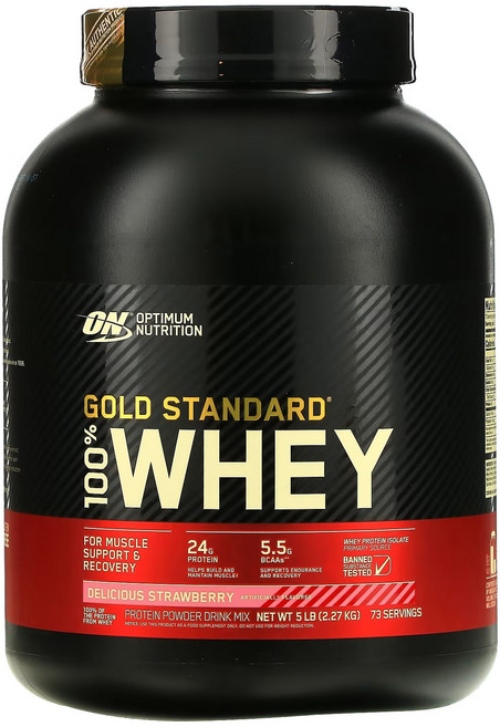 옵티멈뉴트리션 골드 스탠다드 웨이 프로틴 아이솔레이트 단백질 보충제 스트로베리, 1개, 2.27kg
