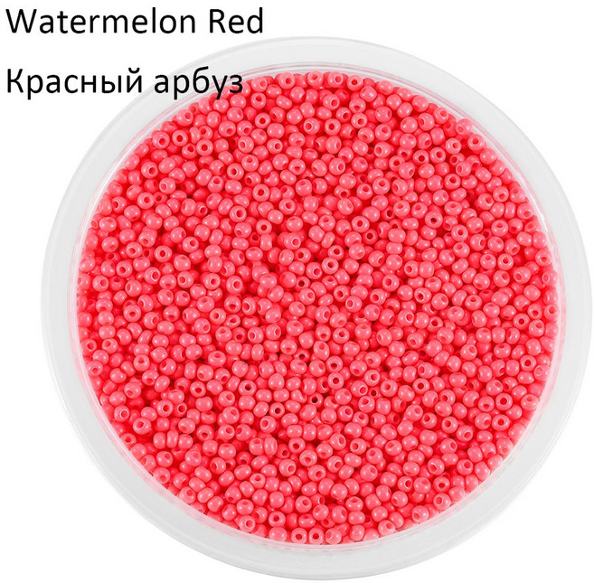 체코식 매력적인 유리 2MM 라운드 DIY 팔찌 귀걸이 루즈 작은 제작 쥬얼리 비즈, Watermelon Red, 2mmx1000pcs, 1개