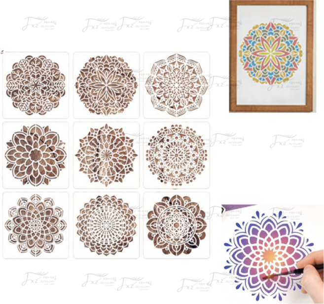 제고비 DIY 인테리어 홈데코 겸용 힐링 만다라 스텐실 도안, 1개