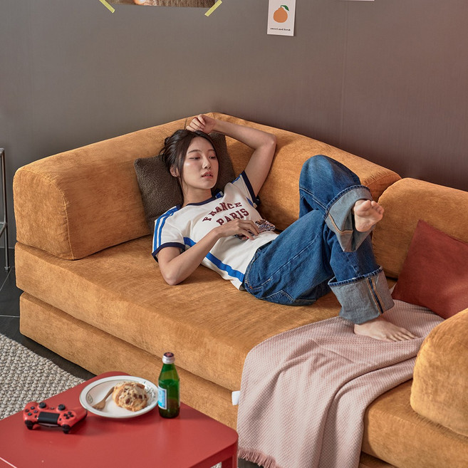 어반스튜디오 베어 3인 패브릭 모듈 압축 소파 쇼파베드 4colors, 리얼버터