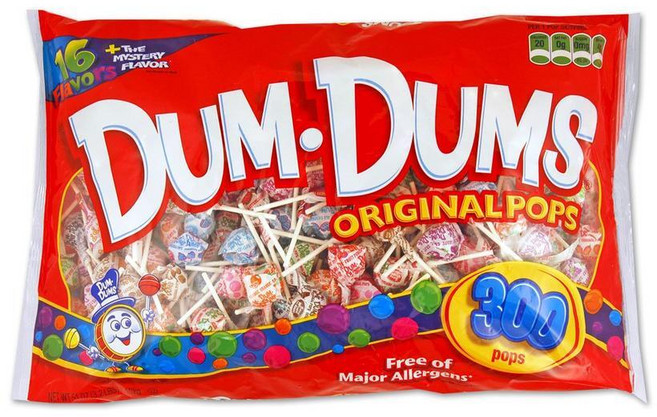 Dum Dums 낱개 개별 포장 덤덤스 롤리팝 다양한 맛 믹스 300개 1팩, 1개, 452.46g