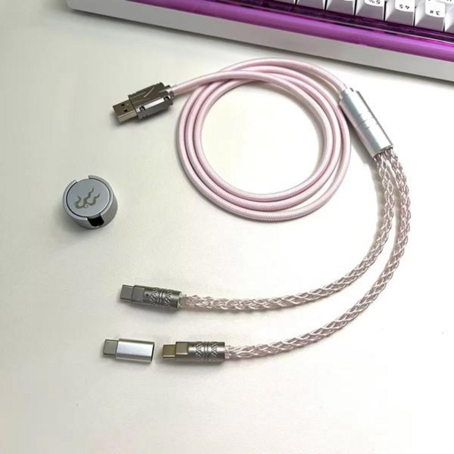 자석 제어 조명 8k 듀얼 1 in 2 타입-C 마그네틱 축 키보드 케이블 식 키보드 케이블 USB to 타입-C, [02] C