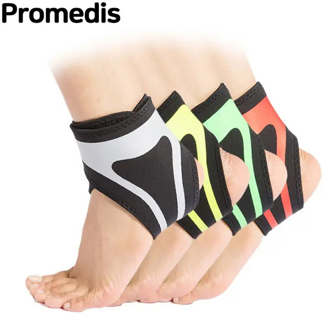 프로메디스 데일리 스포츠 메쉬 소재 벨크로 테이핑 발목 보호대 밴드, 블랙, 1세트