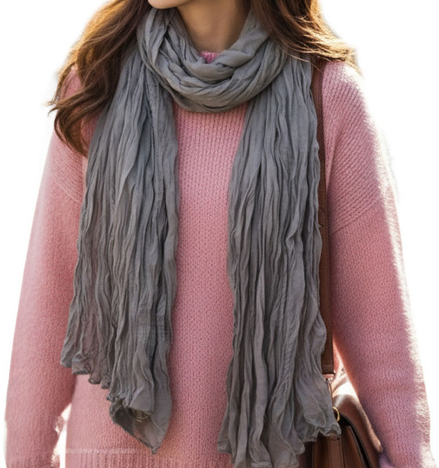 메리앤유 솔리드 링클 주름 롱 스카프 데일리 머플러