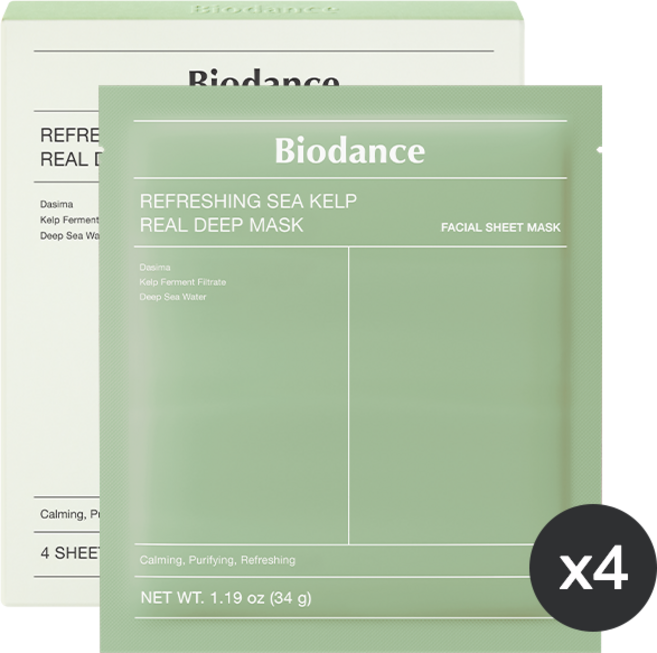 바이오던스 리프레싱 씨 켈프 리얼 딥 마스크, 4개입, 3개