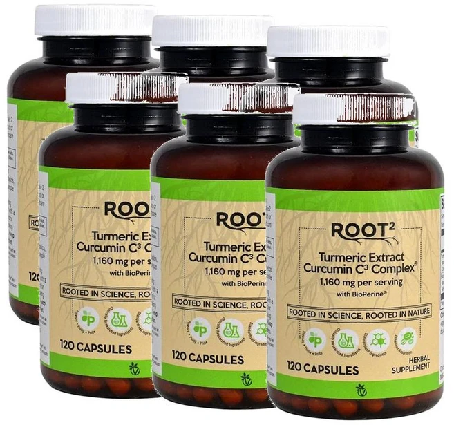 비타코스트 ROOT2 터메릭 커큐민 C3 컴플렉스 1160mg 퍼서빙 바이오페린 캡슐 Vitacost Turmeric Extract Curcumin C3 Complex, 6개, 120정 - 쿠팡