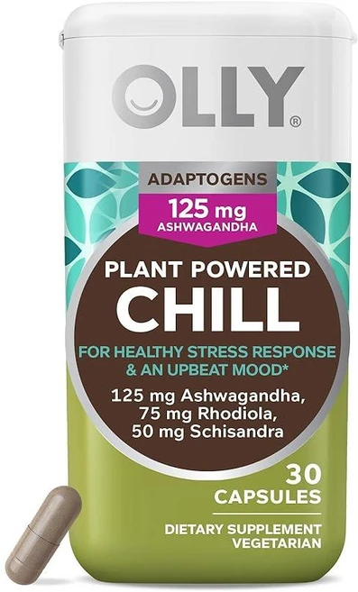 Olly 스트레스 진정 에너지 집중력 수면 보충제 아슈와간다 로디올라 30캡슐, 1개, 30정 - 쿠팡