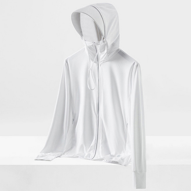 메이킹유 비치웨어 수영복 자외선차단 8989후드집업래쉬가드, 화이트