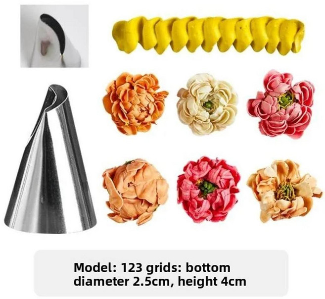 윌튼 페탈 로즈 오스틴 케이크 데코레이팅 베이킹 도구 플로럴 패턴 페이스트리 백 노즐 페이스트리용, 1개, 19. Wheelton 꽃 입 123 (뒷면 카드...