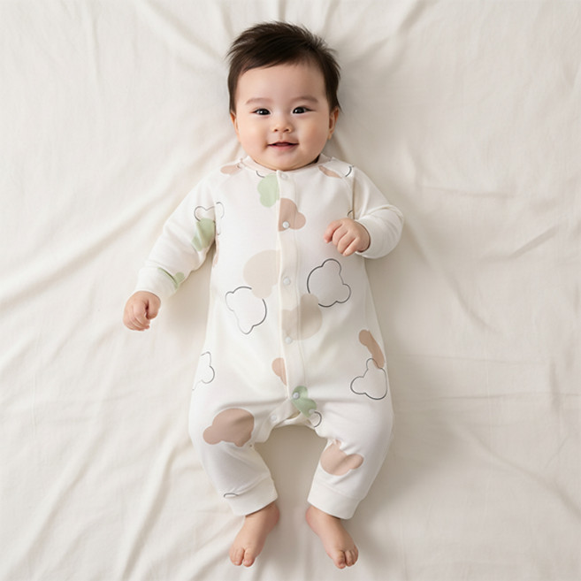 몽실이 뽀송 긴팔실내우주복 유아용 아기 외출복 돌선물 백일선물