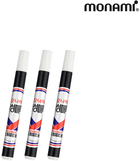모나미 유성매직 3본, 흑색, 3개입