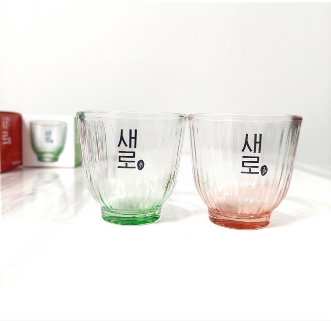 처음처럼 새로 소주잔 세트 다래 살구 컬러빗살잔 60ml 제로슈거 전용잔, 다래살구, 1세트