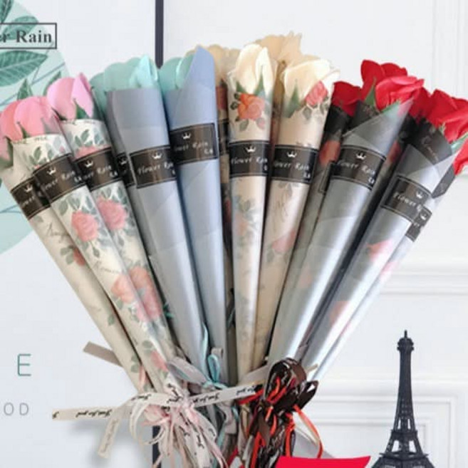 鮮花紅玫瑰花束 贈送禮品, (25cm小朵)藍玫瑰 霧面款捲筒花束, 1件