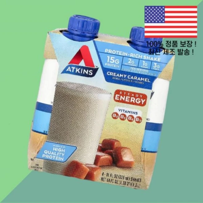 앳킨스 단백질 프로틴이 풍부한 쉐이크 크리미 카라멜 4개 각 11온스 325ml Atkins Protein Rich Shake Creamy Caramel 4 Shakes 11f, 앳킨스 단백질 프로틴이 풍부한 쉐이크 크리미 카라멜 4 - 쿠팡