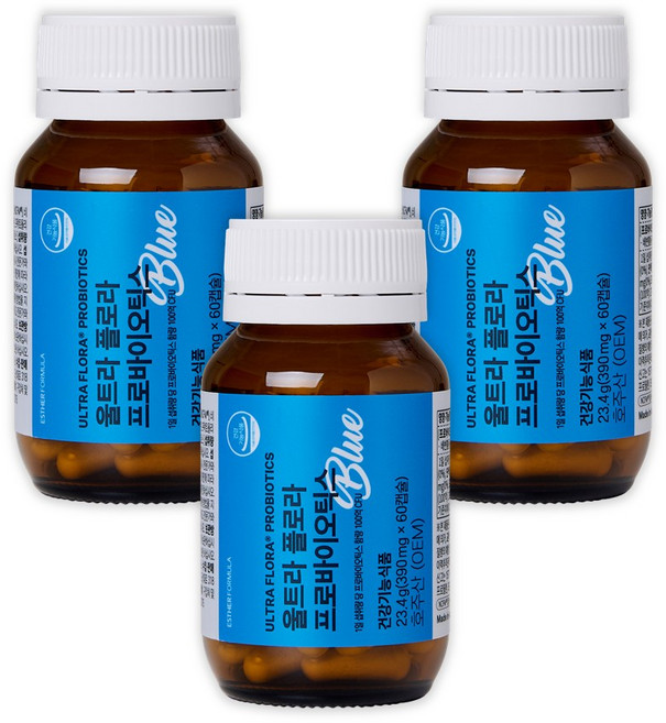 상세설명 별도표시 울트라플로라 프로바이오틱스 블루 60캡슐 3병/여에스더유산균/홈쇼핑유산균, 60정, 3개