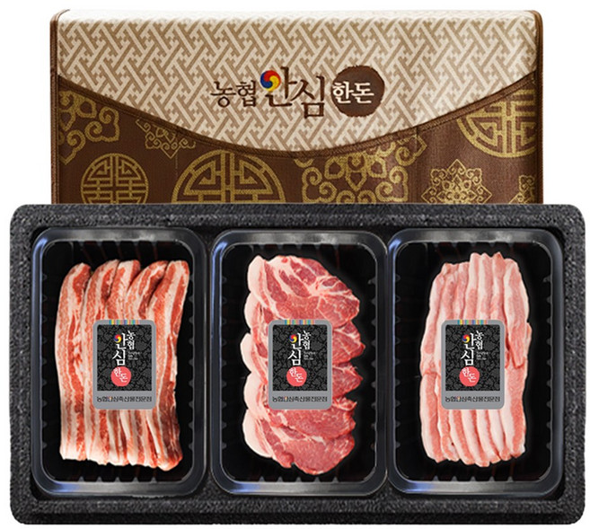 [농협안심한돈] 돼지고기 선물세트 4호 1.3kg(삼겹살500g+목살500g+항정살300g), 1개