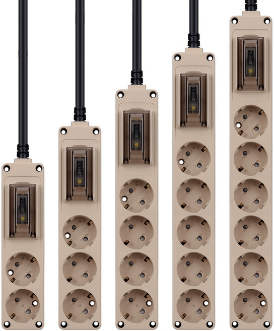 현대일렉트릭 고용량 3구 누전차단 16A 4000W트 오브제 멀티탭 건조기 세탁기 에어컨 사용 가능, 1개, 3m, 베이지