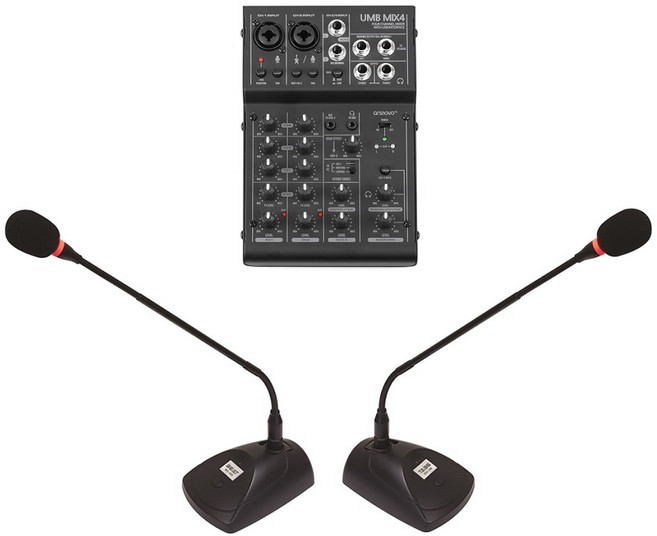 영상회의 마이크패키지 C1 UMB-MIX4+MG-400(2) USB믹서+구즈넥마이크 MG400 줌회의 PC연결 회의용마이크