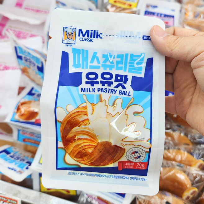 패스츄리볼 우유맛, 3개, 70g