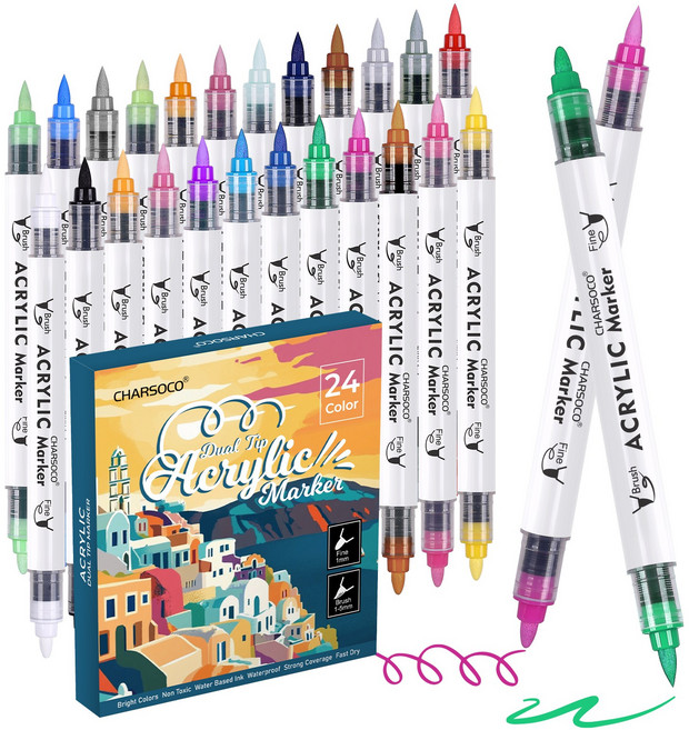 컬러 아크릴 마커 세트, 1개, 24색