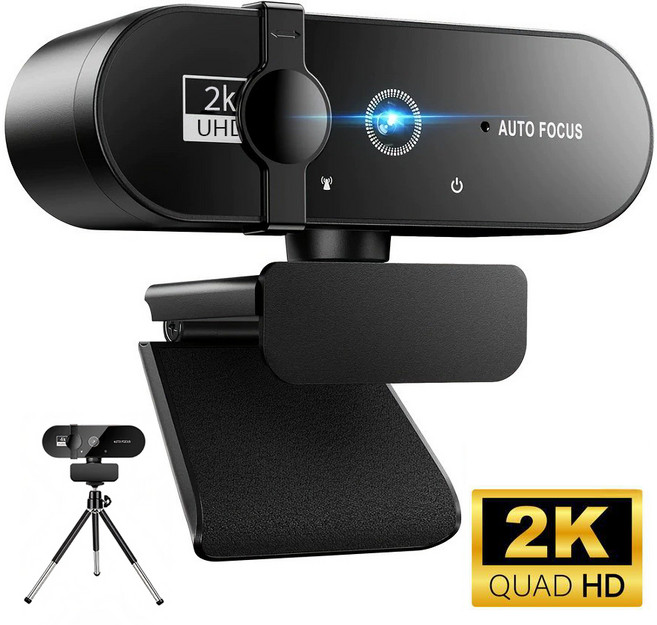 프리라이프 2K 웹캠 화상 카메라 노트북 컴퓨터 캠 (마이크내장), 블랙, X7