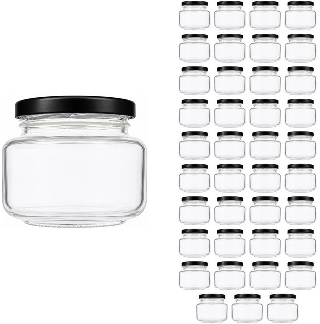 공병상회 Y젓갈250 유리병 + 러그캡/블랙, 40개, 210ml