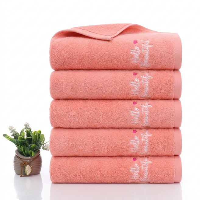 융풍 호텔 타월 100% 코튼 수건 도톰한 부드러운 고흡수 데일리 욕실수건, 5개, 코랄 핑크