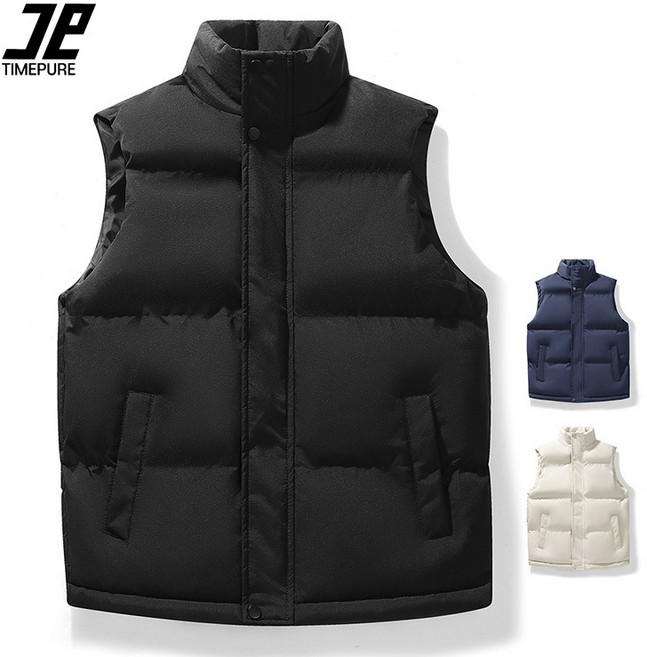 TIMEPURE 빅사이즈 남녀공용 데일리 패딩 조끼 도톰한 가을 겨울 빅사이즈 캐주얼 패딩 베스트 커플룩 민소매 조끼 경량패딩