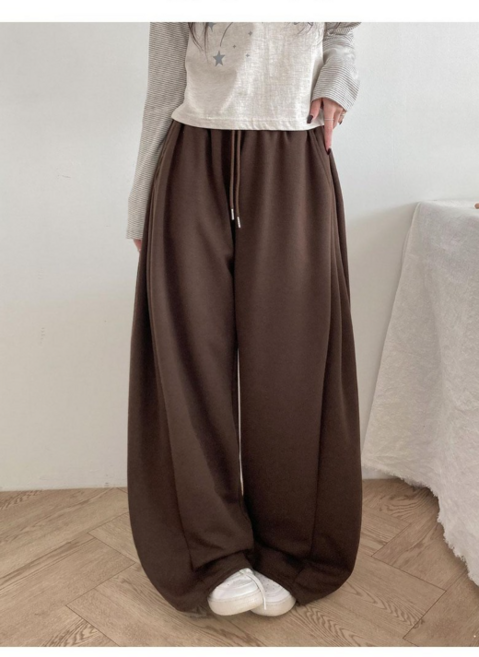 부기샵 페일 사이드핀턱 여성 와이드 트레이닝팬츠