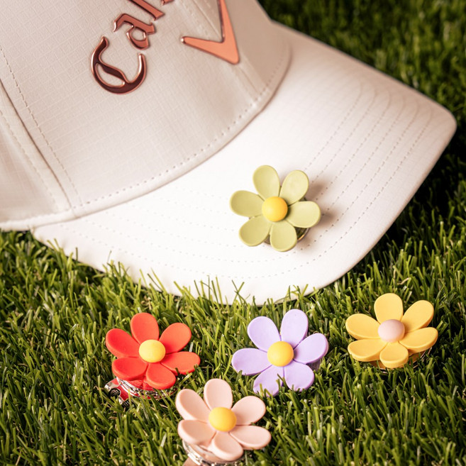 [골프 델루나] 데이지 플라워 골프 볼마커 (3개), 옐로우 1개 + 그린 1개 + 레드 1개, 3개