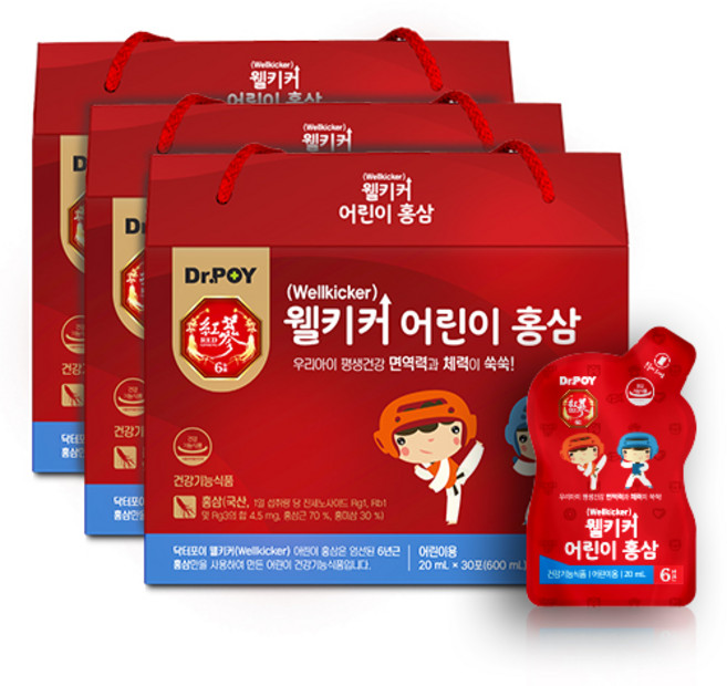 닥터포이 웰키커 어린이 홍삼 키즈 영양제, 20ml, 90개