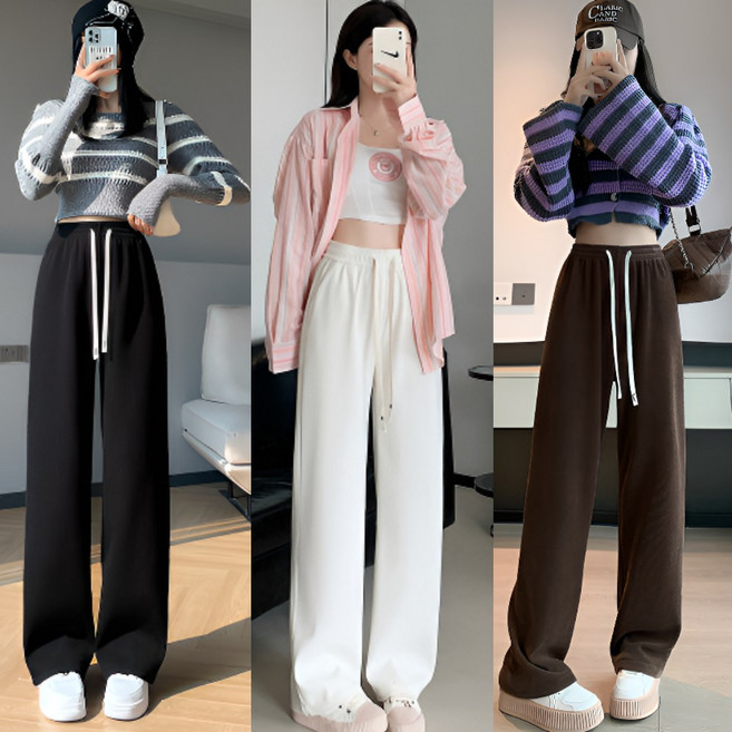 웨어랩 간절기 여성 하이웨스트 밴딩 코듀로이 골덴 와이드팬츠