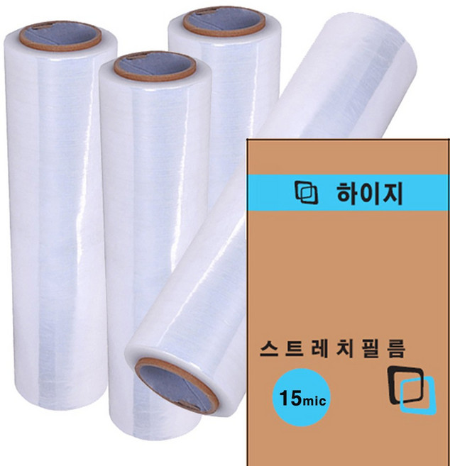 하이지 스트레치필름 15mic x 500mm x 350m / 4개 / 공업용랩/산업용랩/포장용랩, 1박스