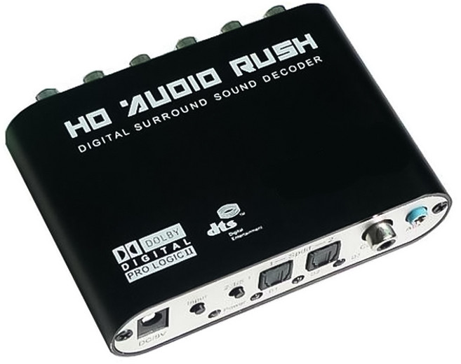 【易控王】DTS/AC3/5.1音頻解碼轉換器/杜比音頻解碼器/光纖數位轉類比/SPDIF/同軸, 1個, 50-528