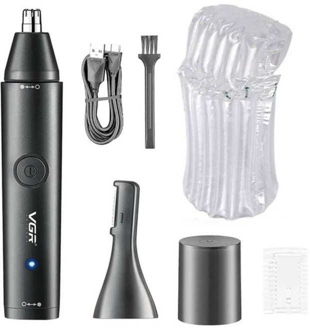 코털 콧털 귀털 깍기 제거기 정리기 VGR 2 인 1 세척 가능 코 털 트리머 남성 및 여성용 수염 손질용 전기 귀 클리너 눈썹 얼굴 바디 충전식, V-613protective bag