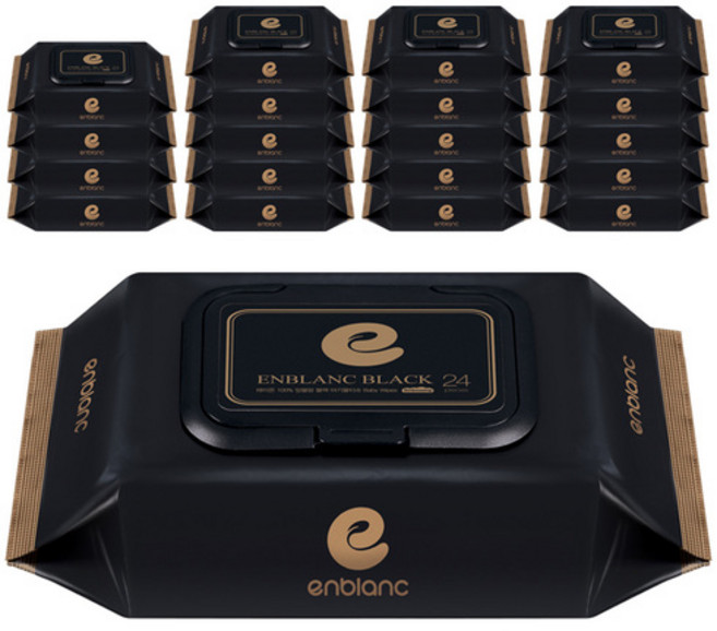 앙블랑 프리미엄 블랙 아기물티슈 휴대캡형, 75g, 24개입, 60세트
