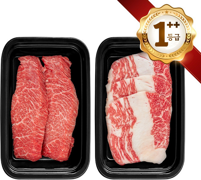 쿠가[냉장냉동] 횡성한우 어사품 1++등급 구이 2구 3호(총1kg)근내지방도7이상[구성 특수부위(랜덤)+차돌박이], 1세트