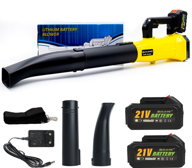 SHILONG 무선충전식 대형 송풍기 낙엽 청소기 제설 송풍기, 1세트, 본품 + 배터리2개이상