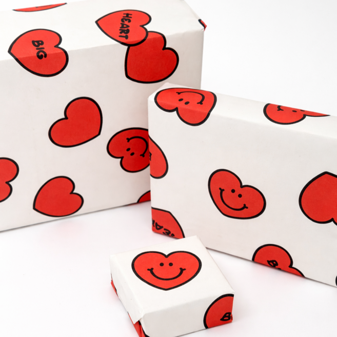 [무해해] 선물 종이 포장지, 레드하트, 30개